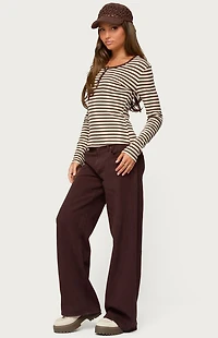 Edikted Roma Striped Henley Top