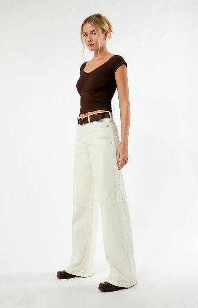 Pacsun Jessie Off White Cowboy High Waisted Baggy Jeans
