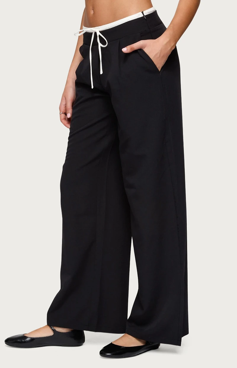 Edikted Pinstripe Peekaboo Drawstring Pants