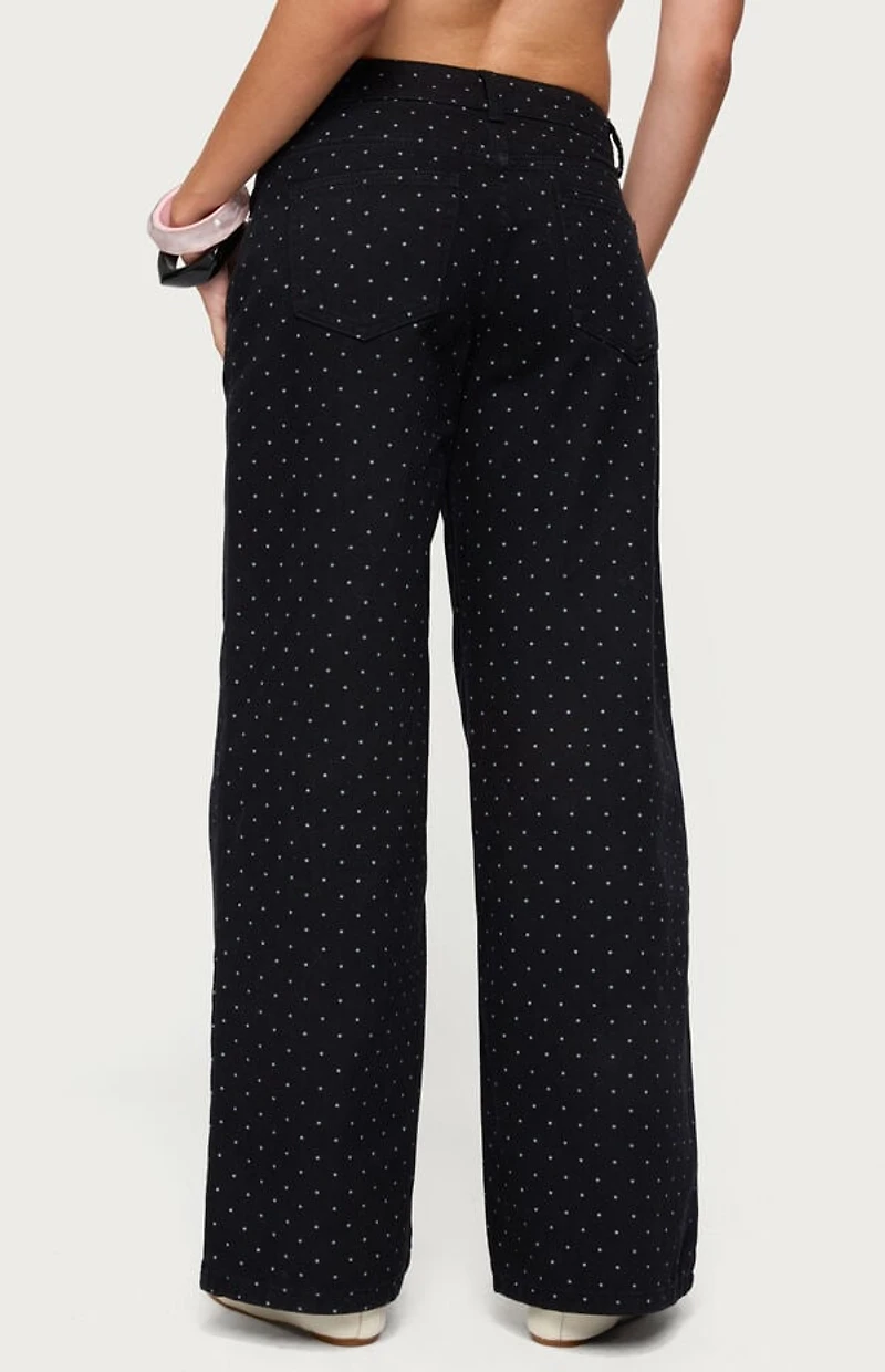Edikted Misha Polka Dot Baggy Low Rise Jeans