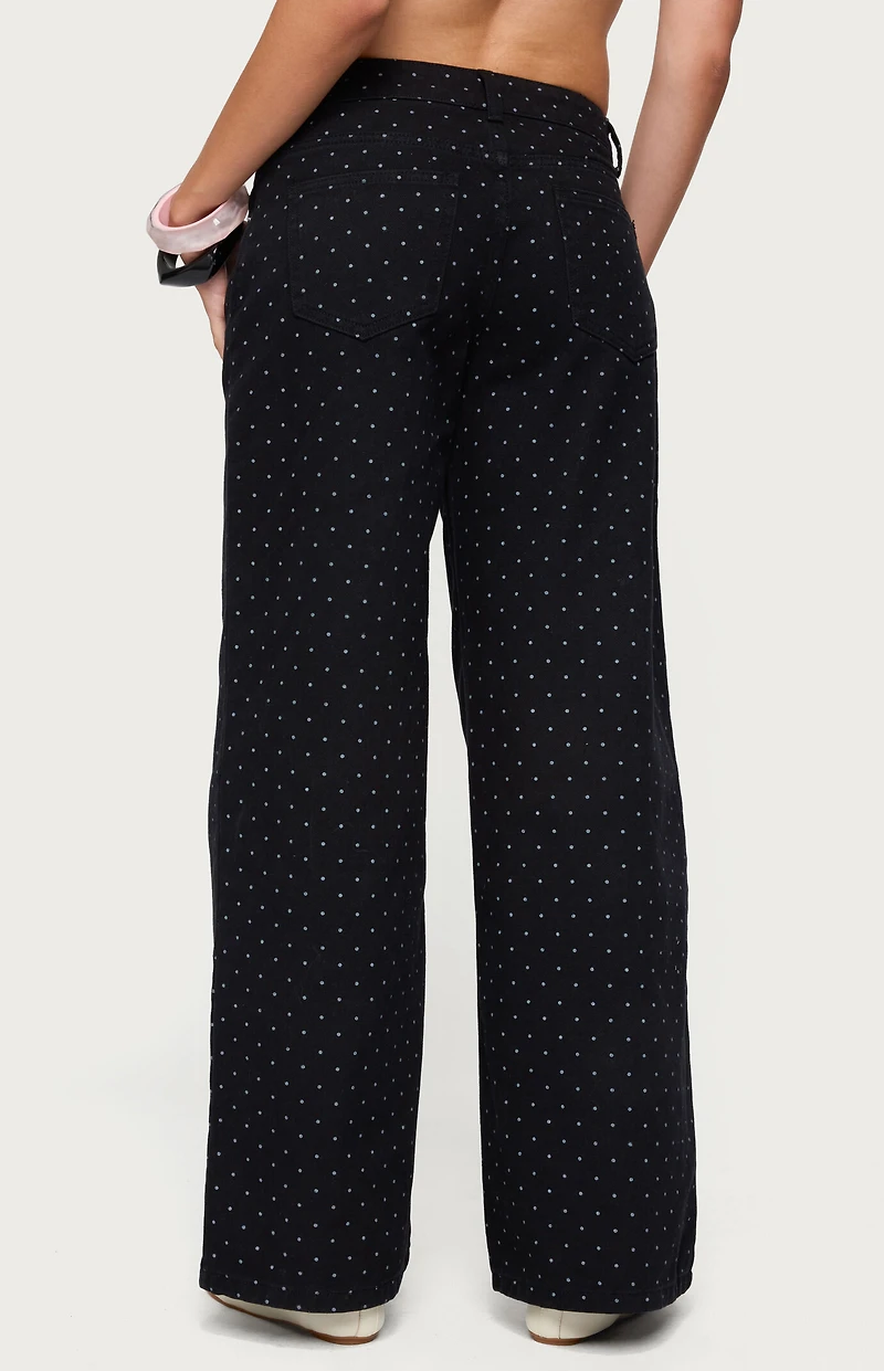 Edikted Misha Polka Dot Baggy Low Rise Jeans