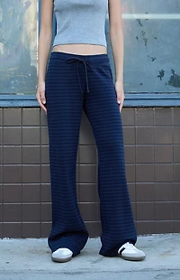 John Galt Blue Hilary Striped Yoga Baggy Sweatpants