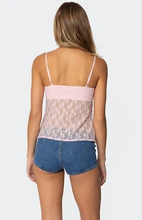 Edikted Priya Sheer Lace Split Front Top