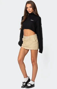 Edikted Embroidered Edge Cropped Turtle Neck Sweater