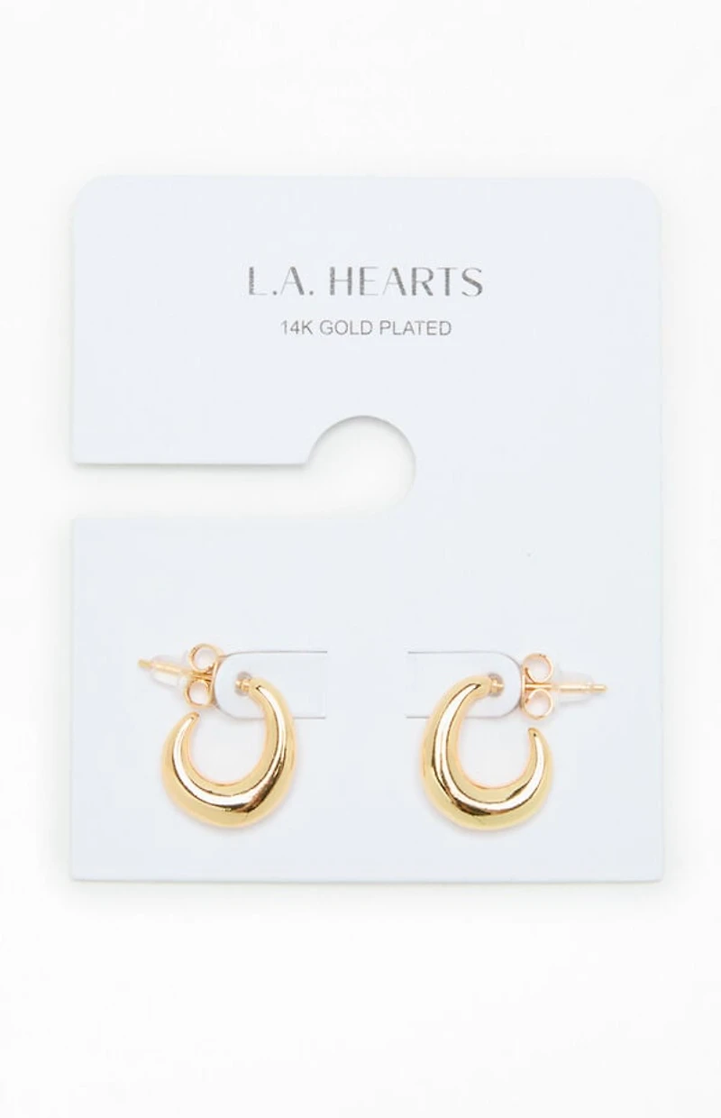 LA Hearts 14K Gold Plated Curved Hoop Earrings