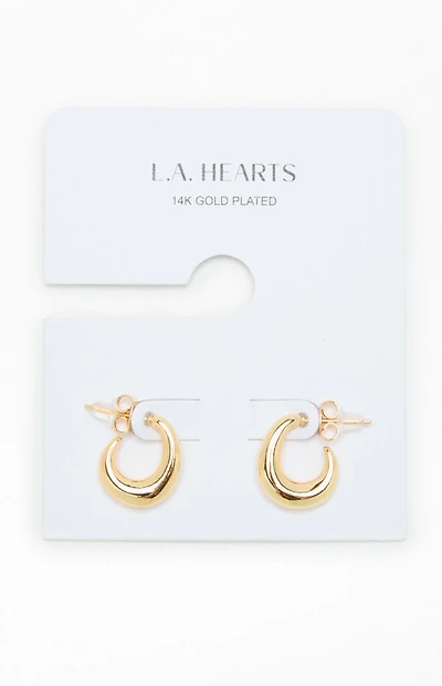 LA Hearts 14K Gold Plated Curved Hoop Earrings