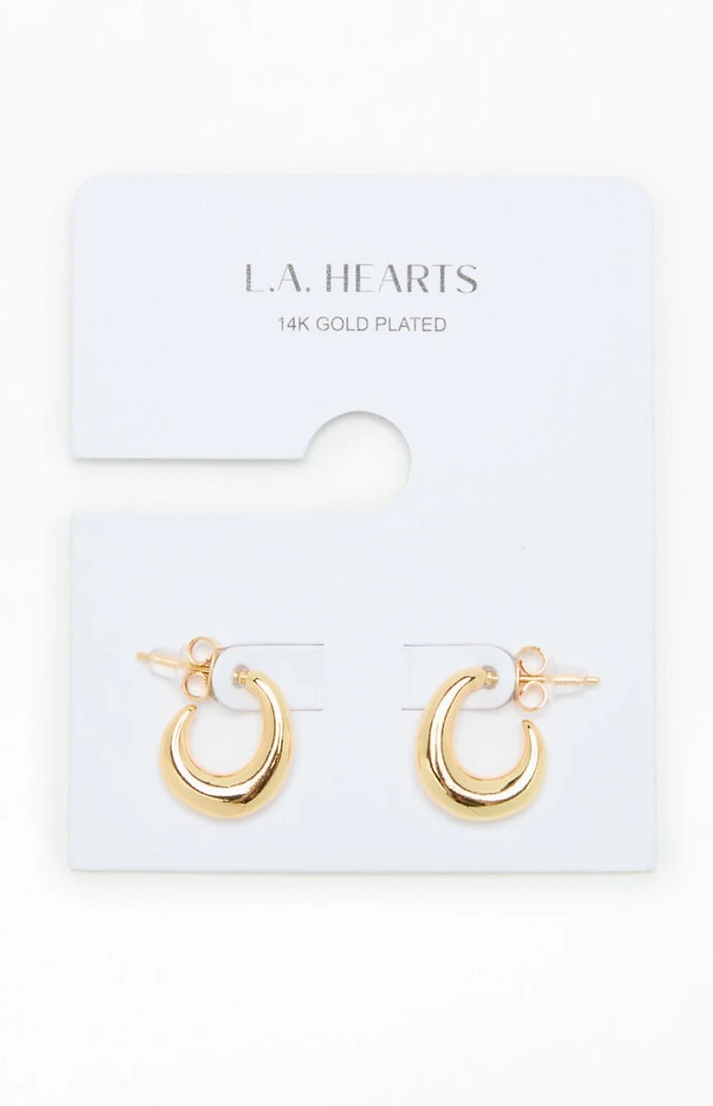 LA Hearts 14K Gold Plated Curved Hoop Earrings