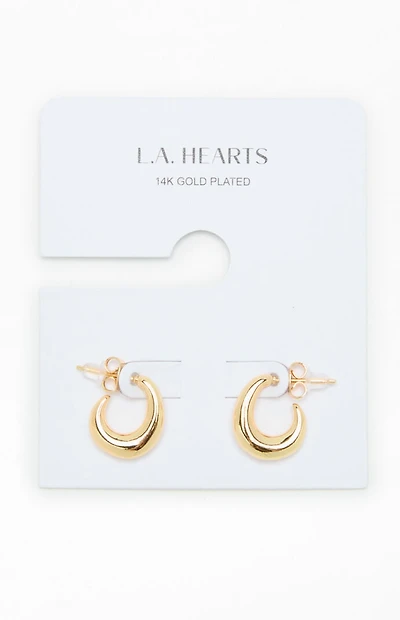 LA Hearts 14K Gold Plated Curved Hoop Earrings