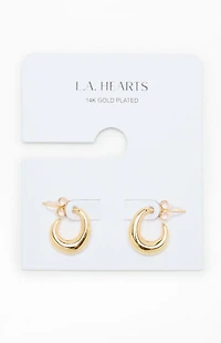 LA Hearts 14K Gold Plated Curved Hoop Earrings