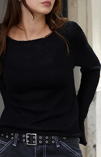 John Galt Black Basic Relaxed Sweater