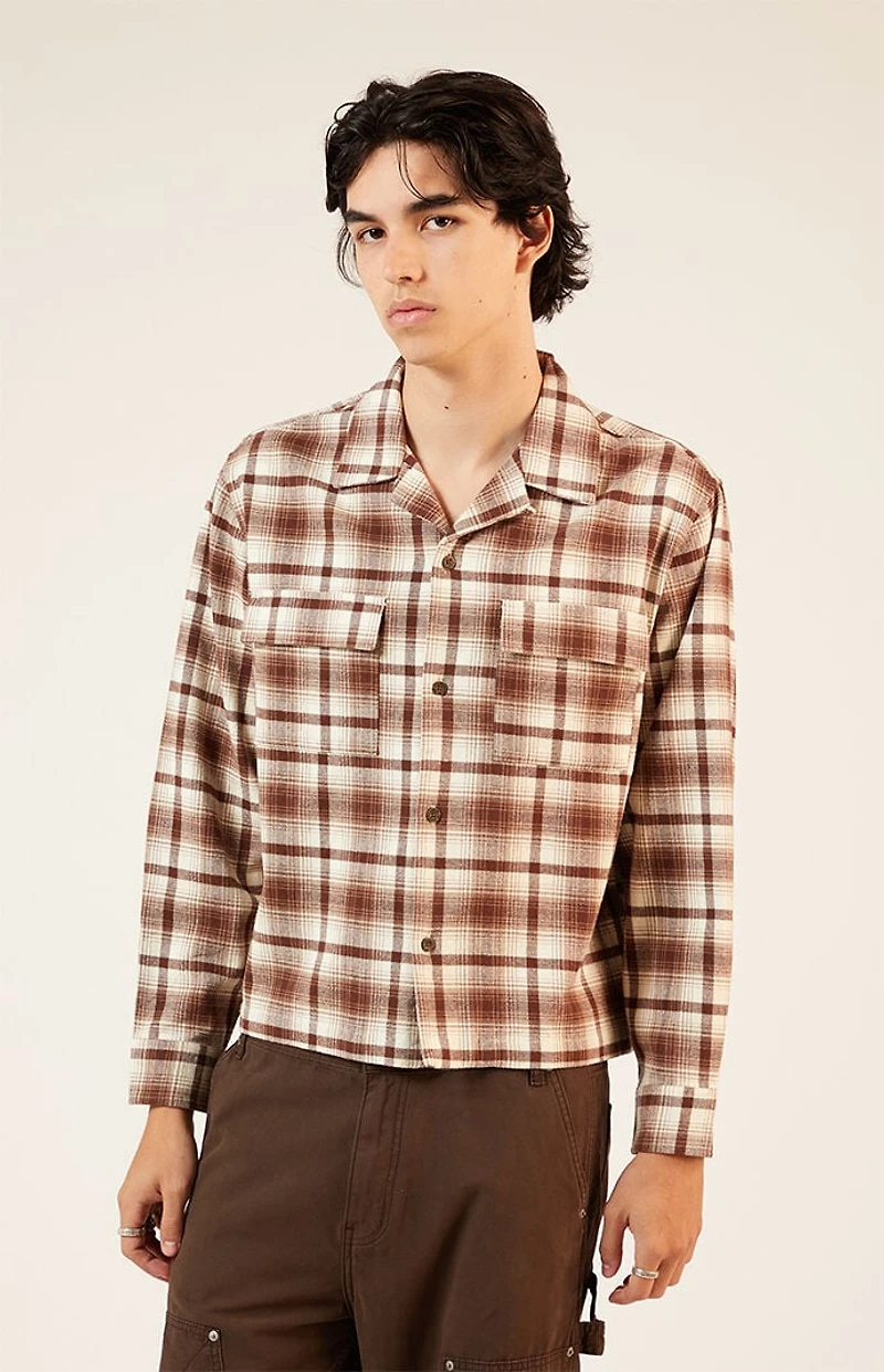Pacsun Washed Cropped Camp Flannel Shirt