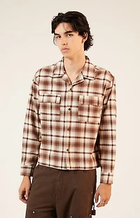 Pacsun Washed Cropped Camp Flannel Shirt