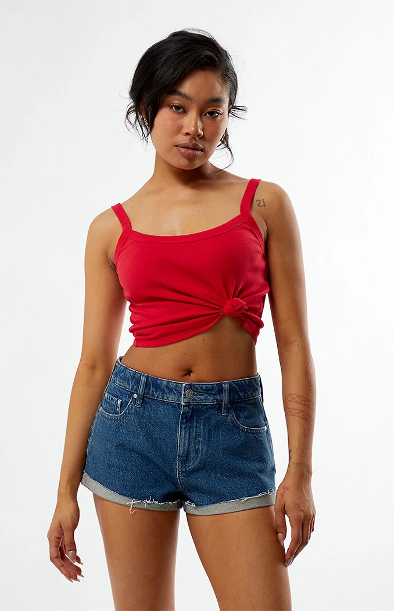 Budweiser By Pacsun Low Rise Roll Cuff Denim Micro Shorts