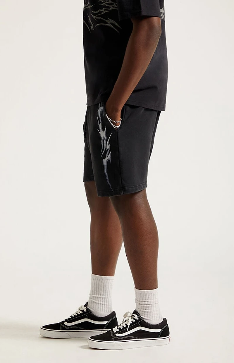Pacsun Black Graphic Fleece Volley Sweat Shorts