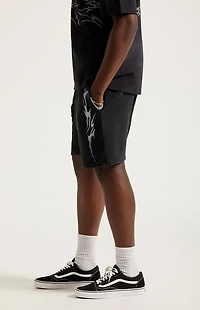 Pacsun Black Graphic Fleece Volley Sweat Shorts