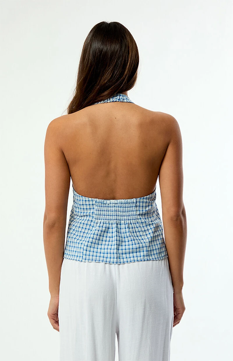 Rhythm Gingham Louise Tie Front Halter Top