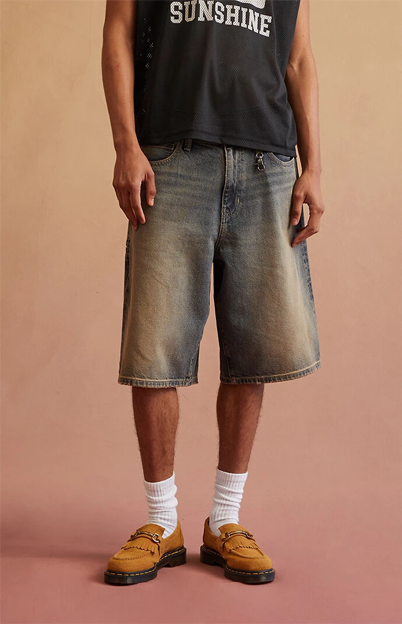 RARE DNM EDIT Dark Blue Tinted Clip Baggy Denim Shorts