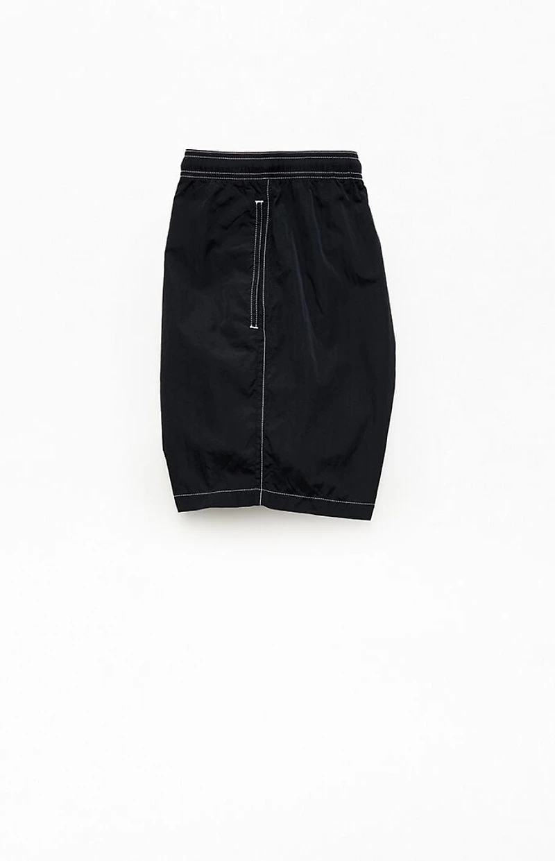 Pacsun Black Baggy Contrast Crinkle 8" Swim Trunks