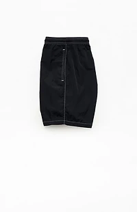 Pacsun Black Baggy Contrast Crinkle 8" Swim Trunks