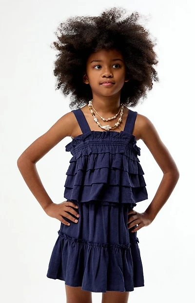 Pacsun Kids Navy Linen Ruffle Mini Skirt