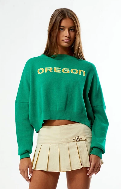 HYPE & VICE Oregon Ducks Ivy Knit Cropped Sweater