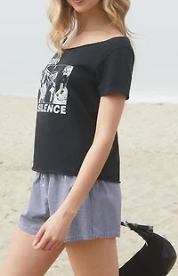 John Galt Black Radio Silence Off-The-Shoulder Top