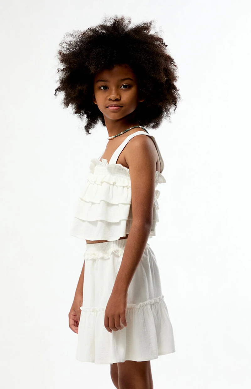Pacsun Kids White Linen Ruffle Skirt