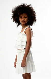 Pacsun Kids White Linen Ruffle Skirt