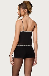 Edikted Opal Bead and Sequin Chiffon Tank Top