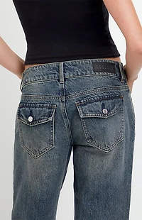 Pacsun Zoe Low Rise Girlfriend Jeans Dark Blue