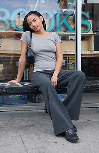 John Galt Gray Striped Low Rise Baggy Trousers