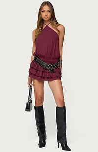 Edikted Fontella Ruffled Halter Neck Romper