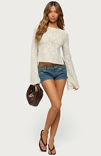 Edikted Flaura Backless Sheer Lace Top