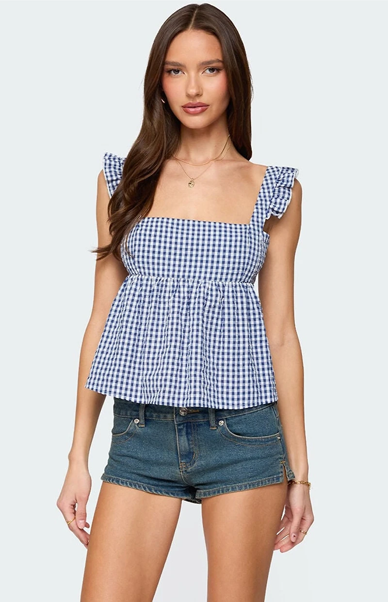 Edikted Jenson Backless Gingham Top