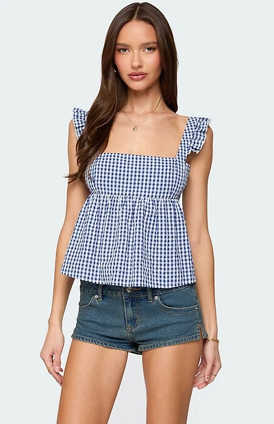 Edikted Jenson Backless Gingham Top