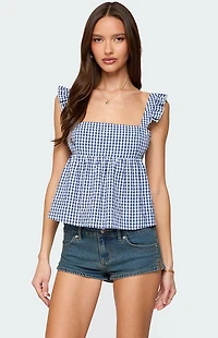 Edikted Jenson Backless Gingham Top