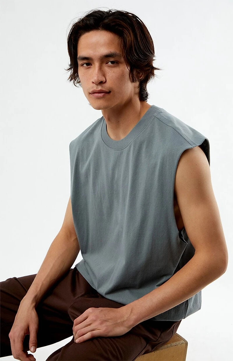 Pacsun Gray Cut Off Muscle T-Shirt
