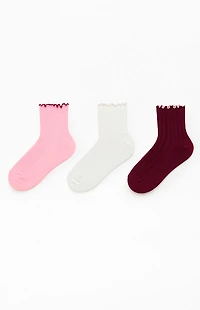 adidas 3 Pack Valentine's Ruffled Quarter Socks