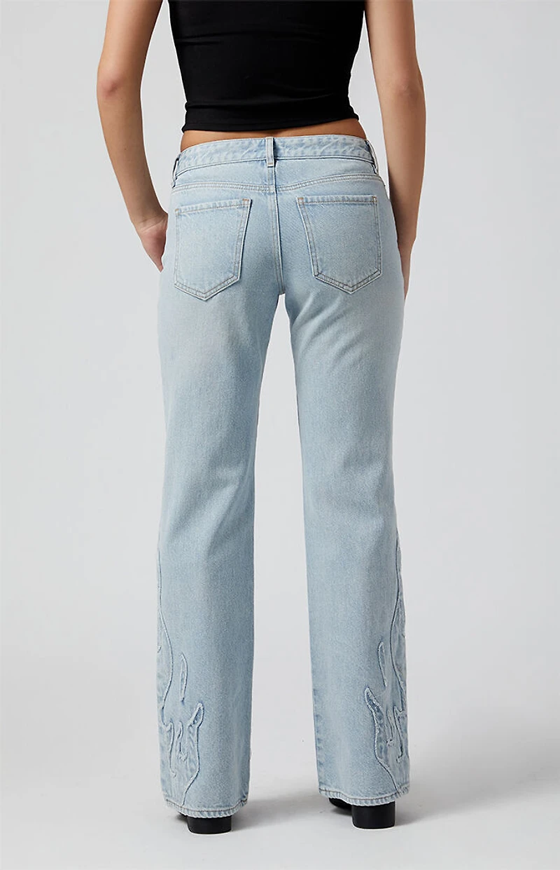 Pacsun Jade Low Rise Bootcut Jeans Flames Light Indigo