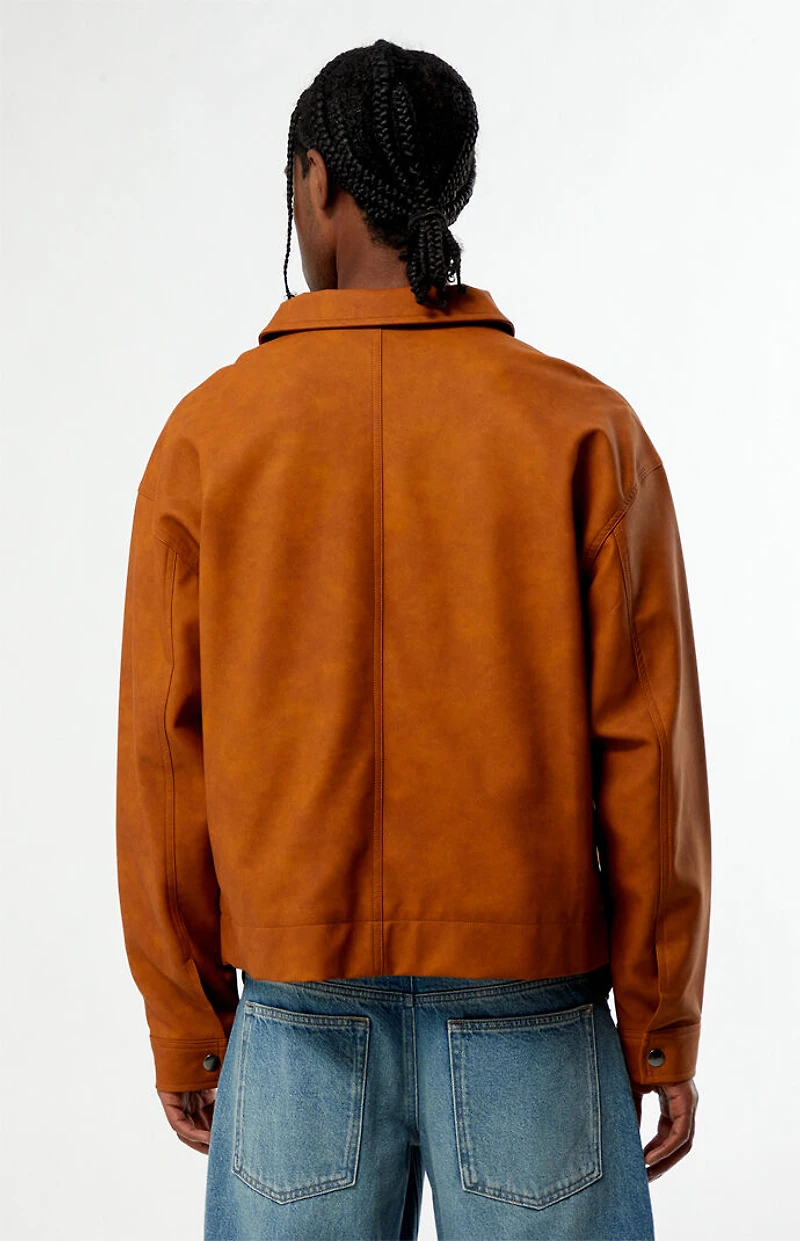 Pacsun Tan Faux Leather Billie Gas Jacket