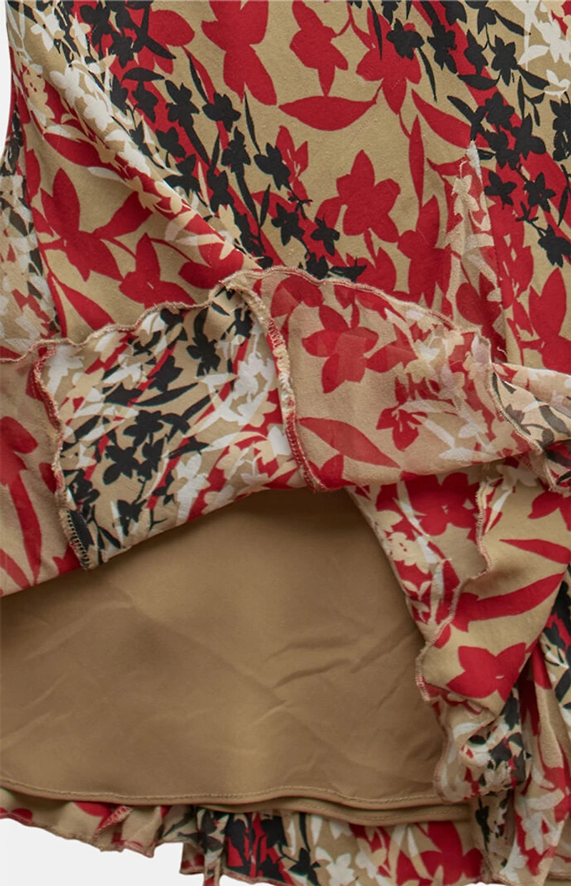 PS VINTAGE 2000s Red Y2K Midi Skirt