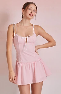 Beverly and Beck Emery Striped Tie Front Mini Dress