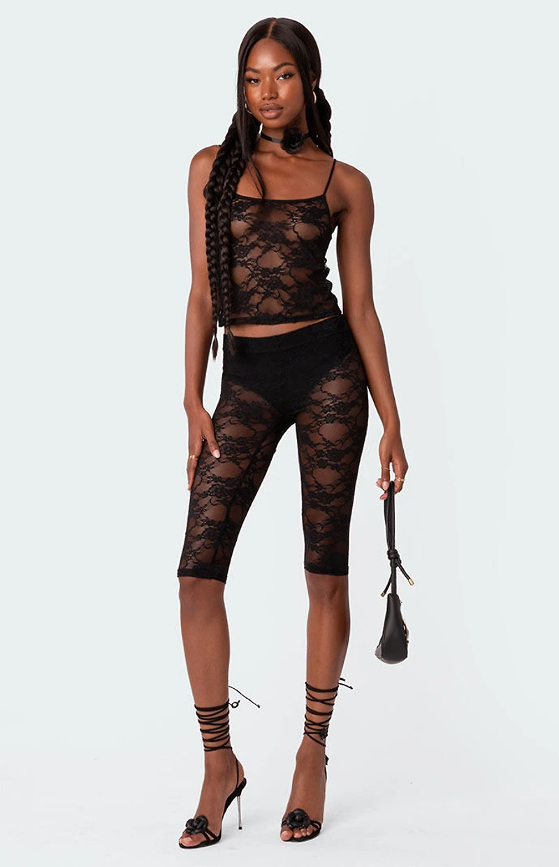 Edikted Gianna Sheer Lace Tank Top