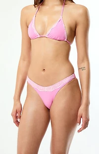 Pacsun Pink Rae Lace High Cut Bikini Bottom