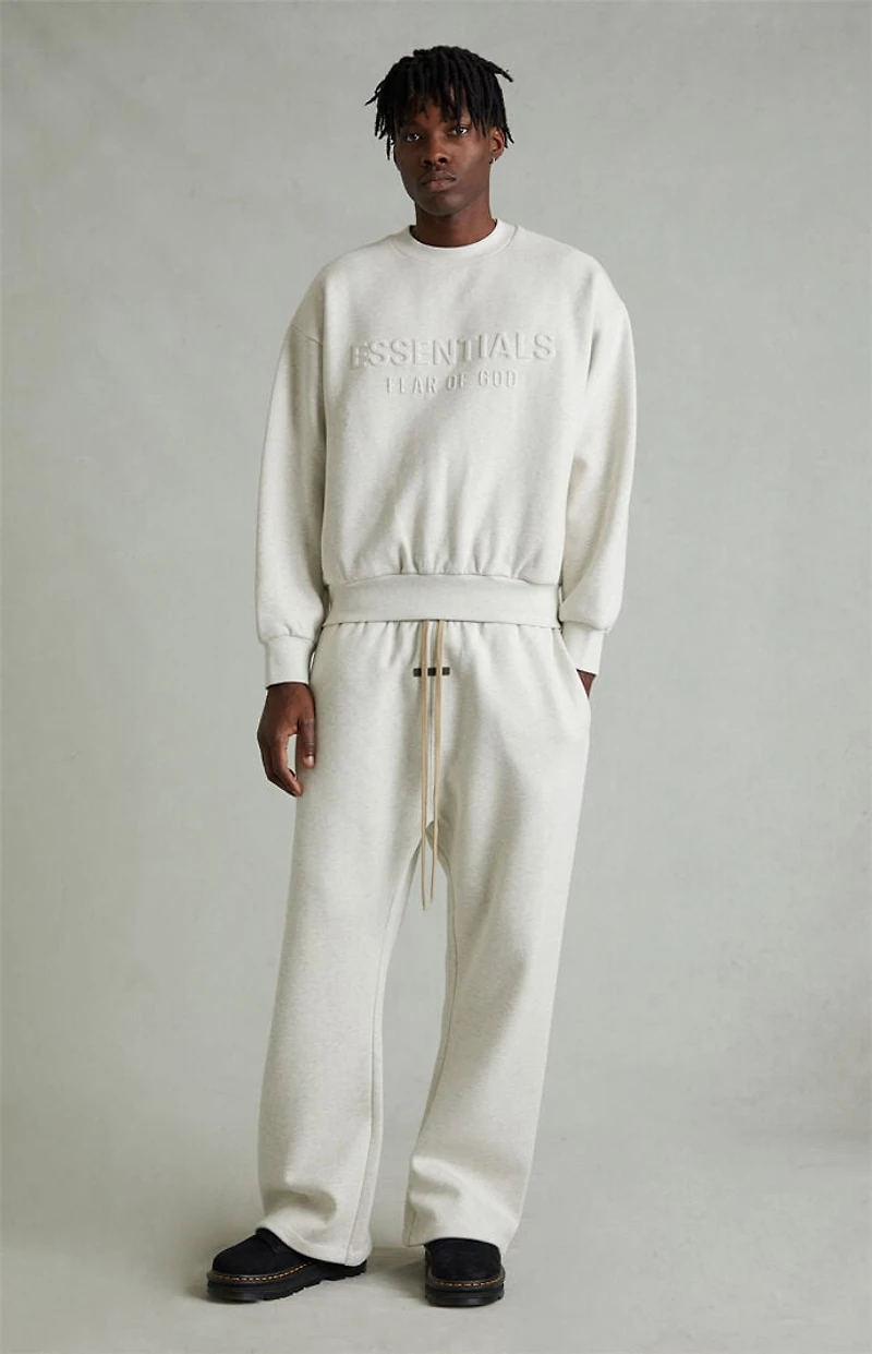 Fear of God ESSENTIALS Heather Oatmeal Fleece Flare Sweatpants