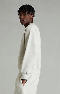 Fear of God ESSENTIALS Heather Oatmeal Embossed Classic Crew Neck Sweatshirt