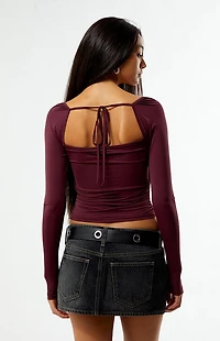 Third Charm Andrea Bead Center Long Sleeve Top
