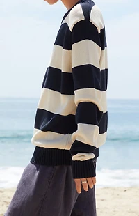 John Galt Navy & White Striped Thick Knit Sweater