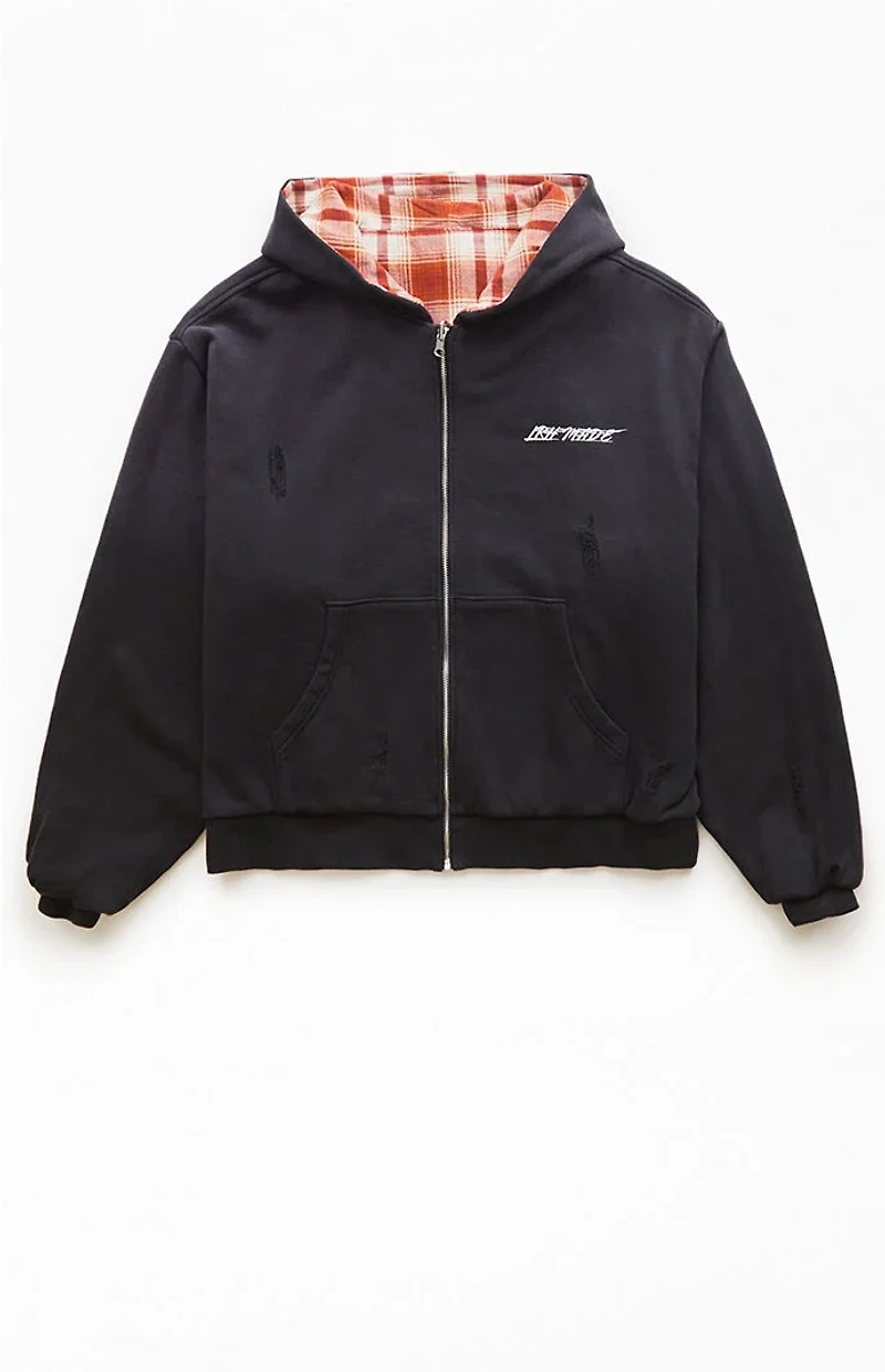 LRH MADE x Pac Artist Network Keep Building Reversible Flannel Zip Hoodie