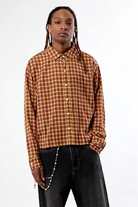 Pacsun Rains Orange Plaid Long Sleeve Shirt
